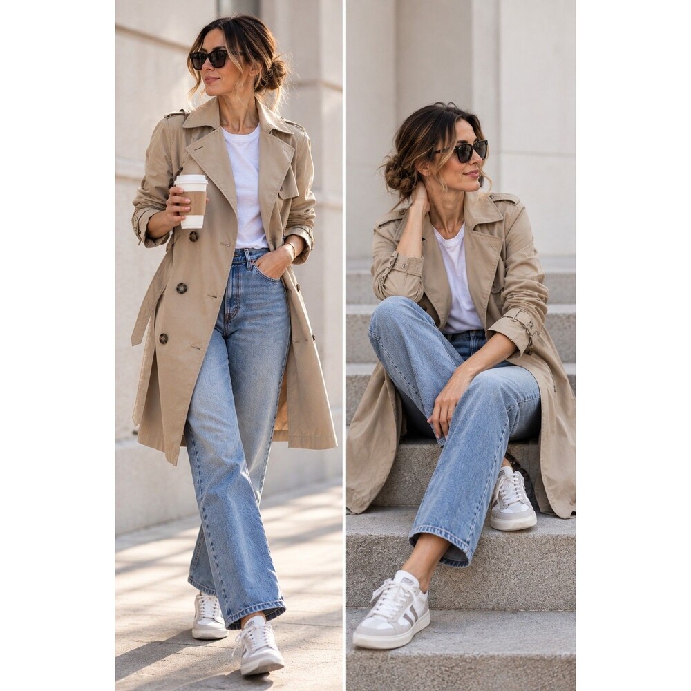 Madewell Trench Coat XS Beige Khaki Belted Double Breasted Cotton Blend